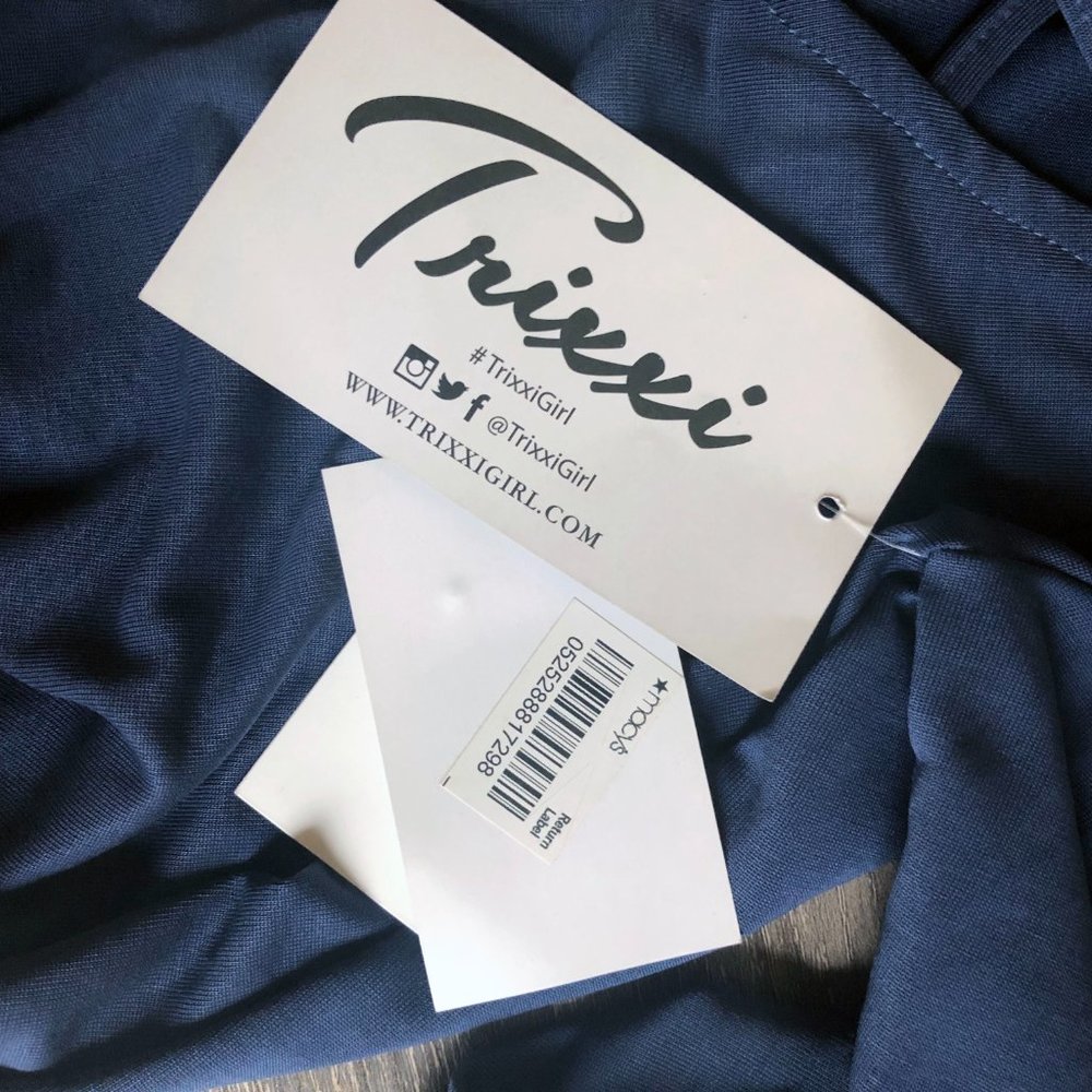 NWT Trixxi Stormy Blue Long Sleeve Criss-Cross A-Line Dress | Size XXS - Picture 13 of 13